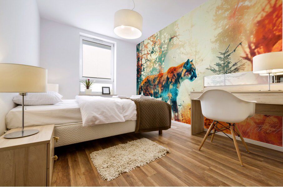 Wild Cat Cougar Mural print