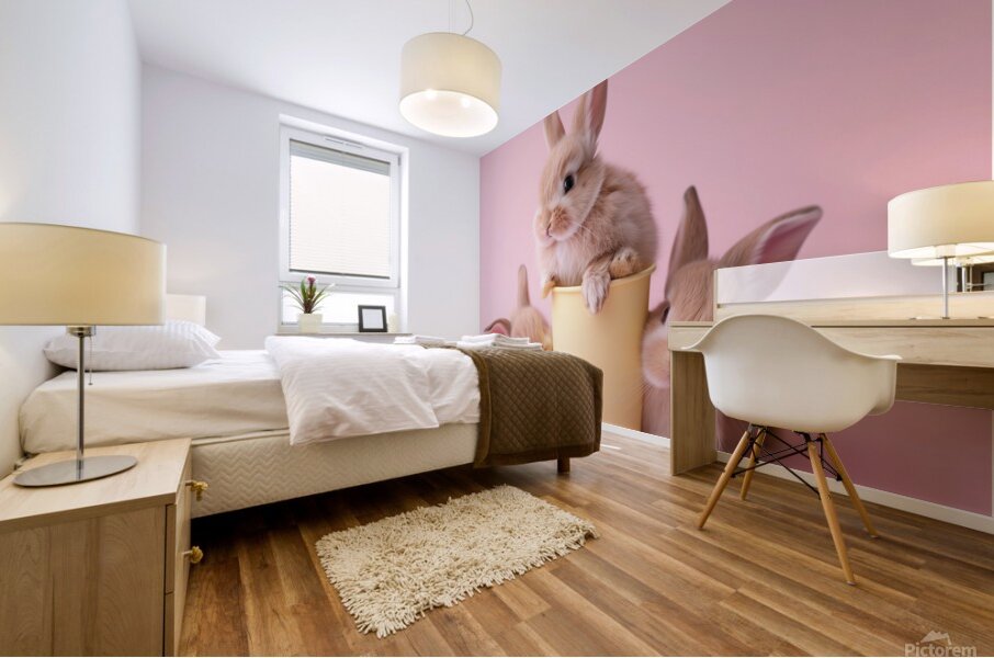 DOWNLOAD   Bunnies on yellow and pink 24x30 4 5ra Mural print