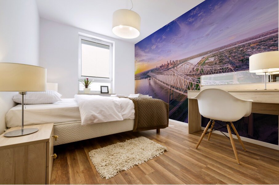 New Orleans Aerial Sunset Skyline Mural print