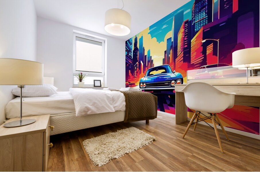 Urban night drive Mural print