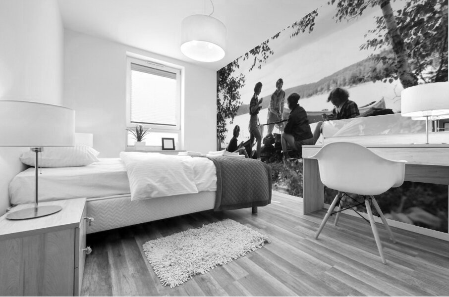 1930s 5 GIRLS AROUND CAMP FIRE ALGONQUIN PARK CA 177711 Mural print