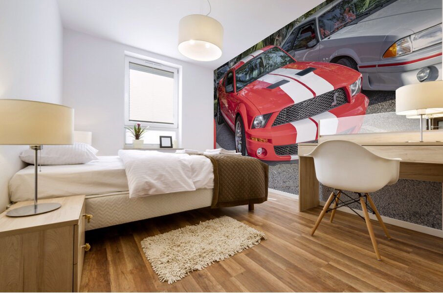 2007 Red Ford Shelby Mustang GT500 X 2 Mural print