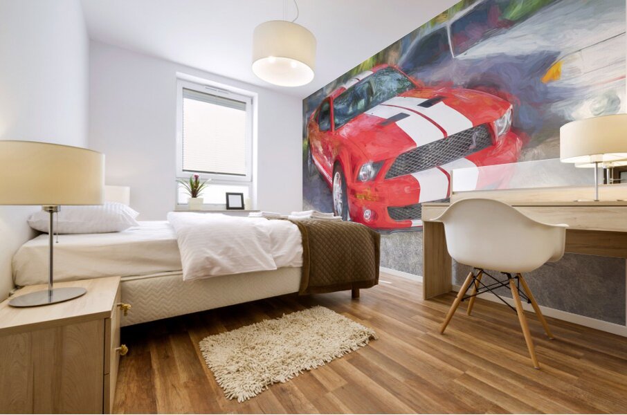 2007 Red Ford Shelby Mustang GT500 X 5 Mural print
