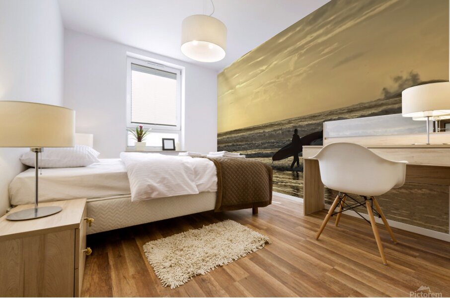 Cox Bay surfing sunset Mural print