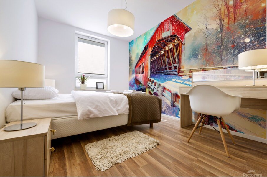 Covered Bridge in Vermont Mural print