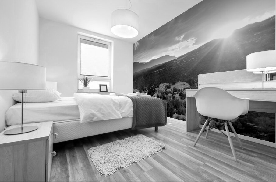 Pikes Peak Sunset Haze Grayscale Mural print
