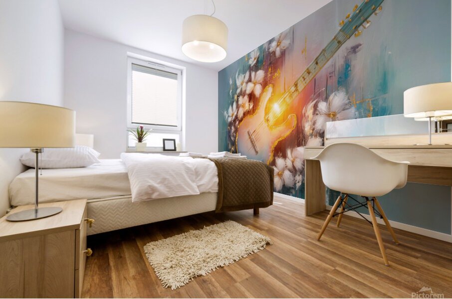 abstract oil painting that captures the essence of guitar music Mural print