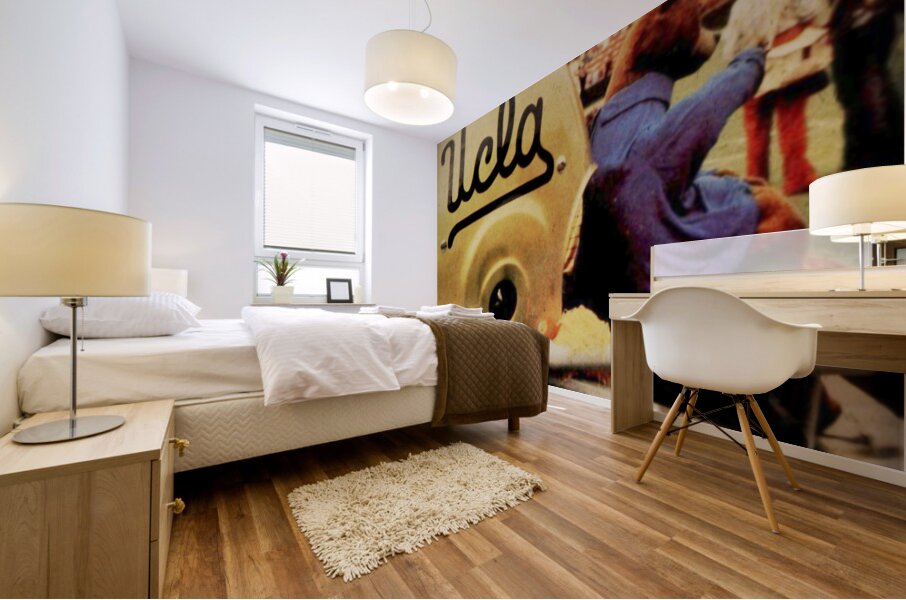 1980s ucla football helmet cart Mural print