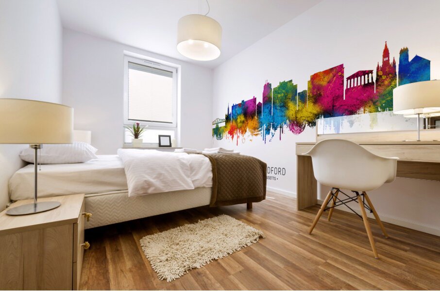 New Bedford Massachusetts Skyline Mural print