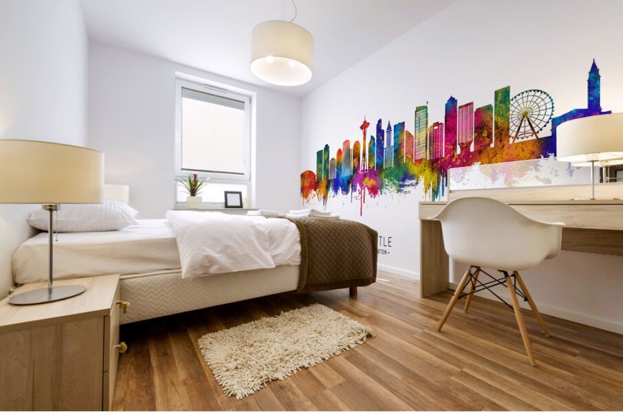 Seattle Washington Skyline Mural print