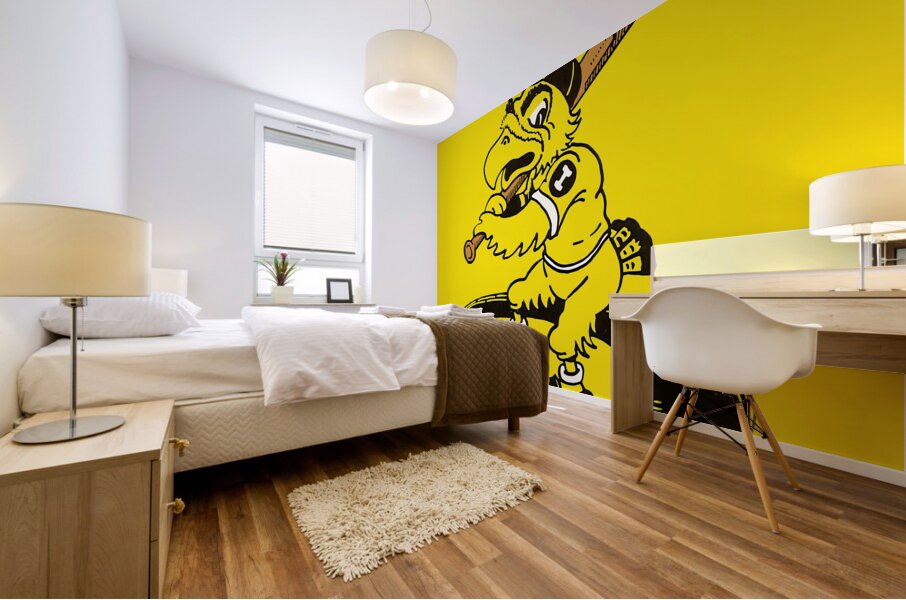 Dick Spencer Iowa Herky Hawk Baseball Cartoon Art Mural print