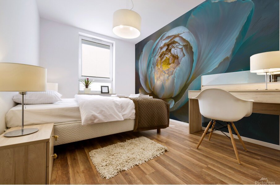 abstract oil painting that captures the essence of flowers  50 Mural print