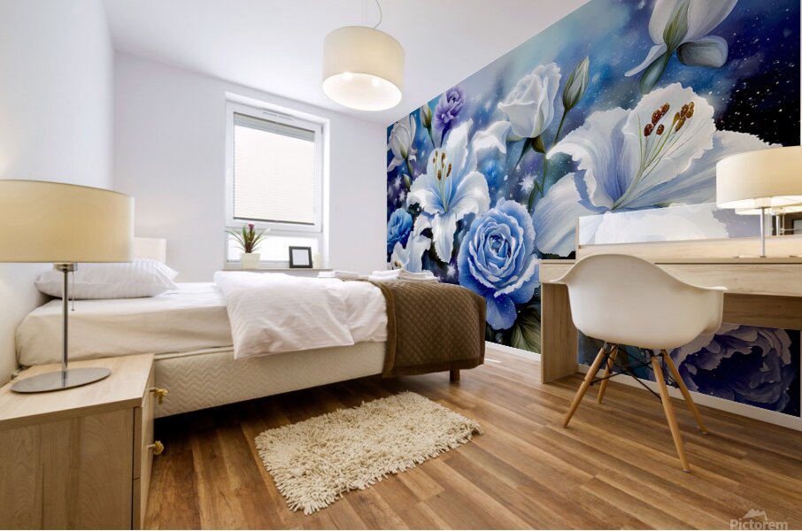 Blue Florals Mural print