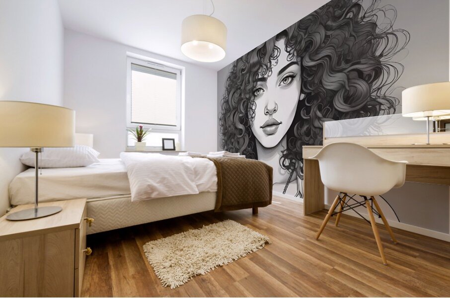 Curly Hair Character Design 22 Mural print