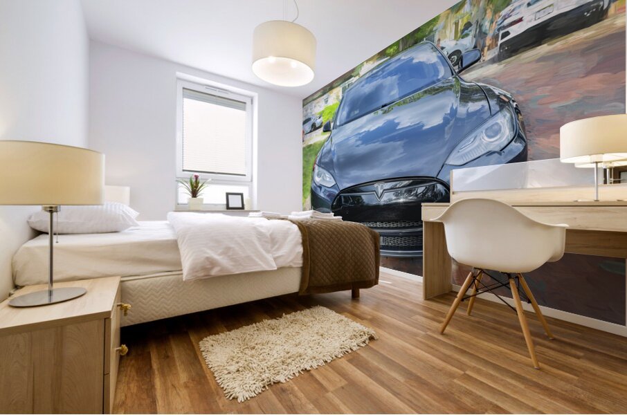 2015 Grey Tesla Model S P85D X 1 Mural print