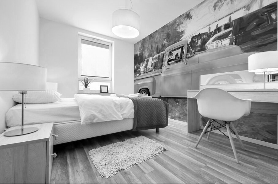  1957 Yellow Chevy Pick Up Truck 3100 Series X 3 Mural print