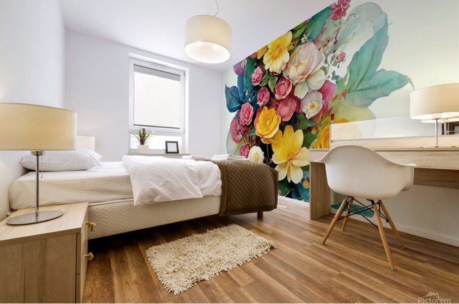 abstract oil painting of flowers 9 Mural print