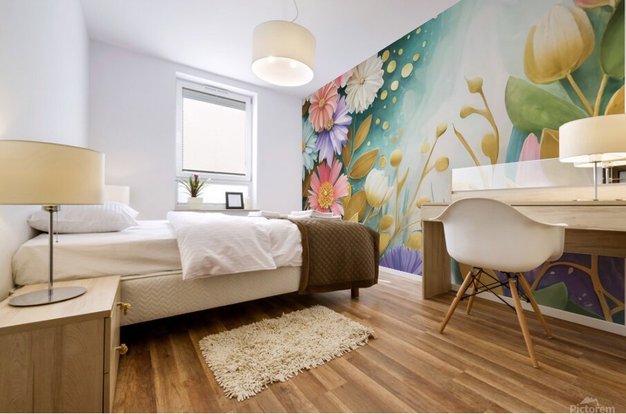 abstract oil painting of flowers 1 Mural print