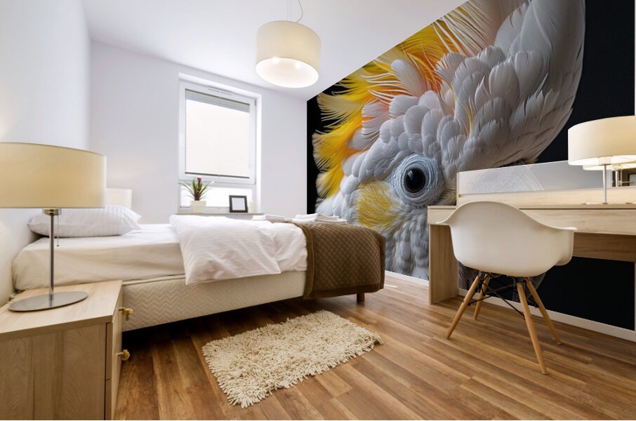 Furry Yellow Cockatoo Mural print