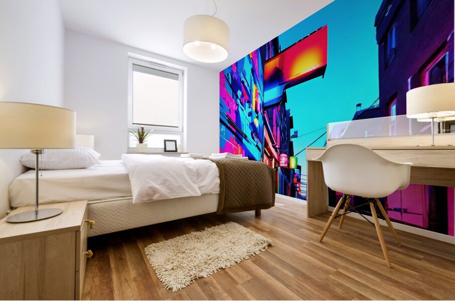 Neon Alley Mural print