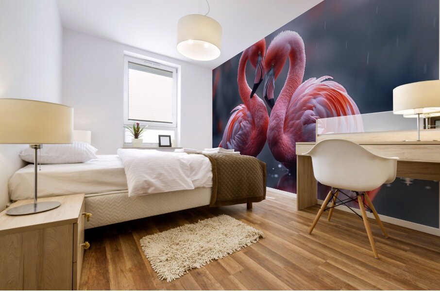 Eternal Love Flamingos Mural print