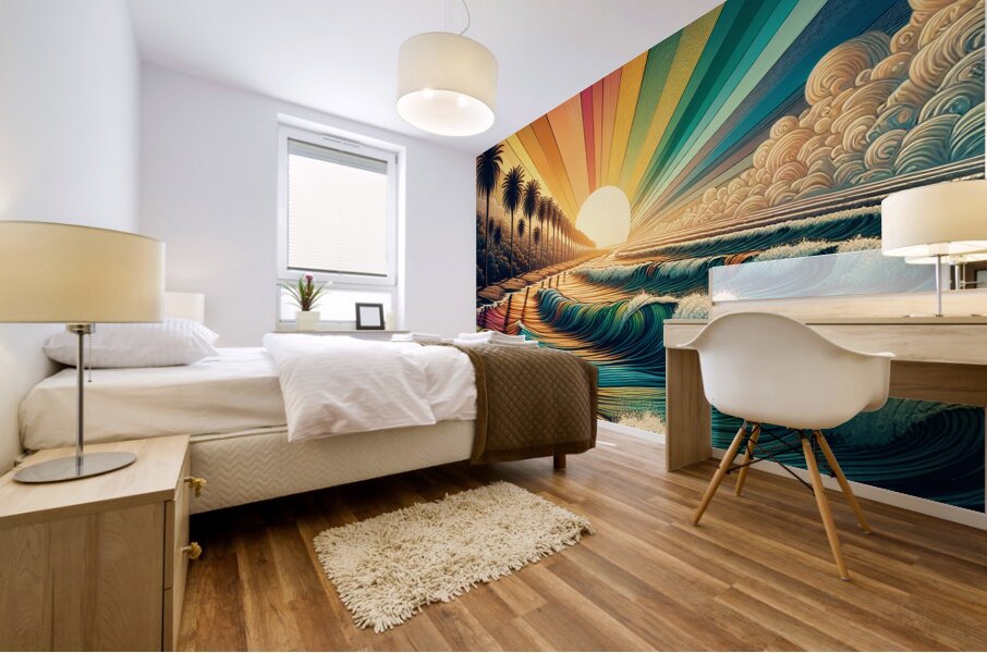 Sunset Stripes Mural print