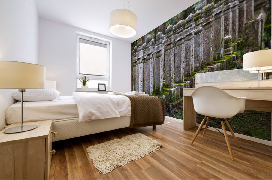 stone memorial stones inside the Okunoin background Mural print