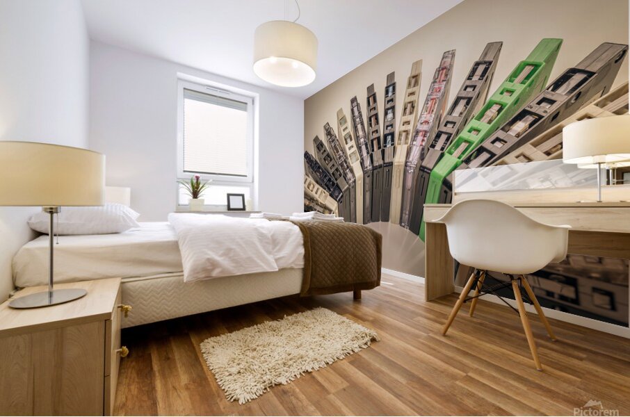 old cassettes arranged in an arc background Mural print