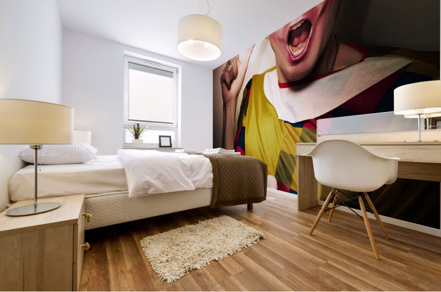 Clown Bank Robber Performing A Copyspace Holdup Mural print