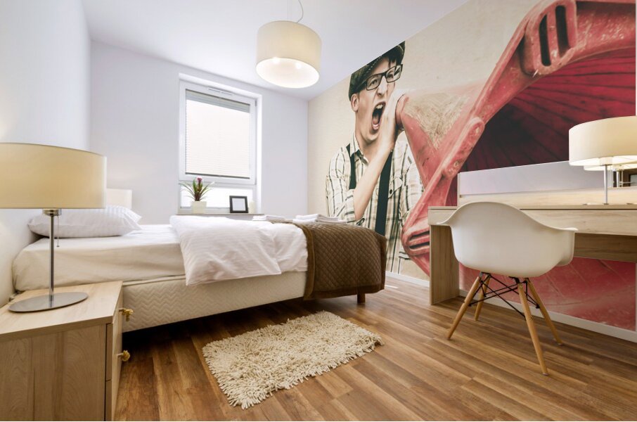 Traffic cone spruiker Mural print