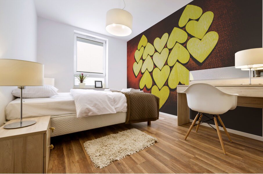 Comic art hearts Mural print