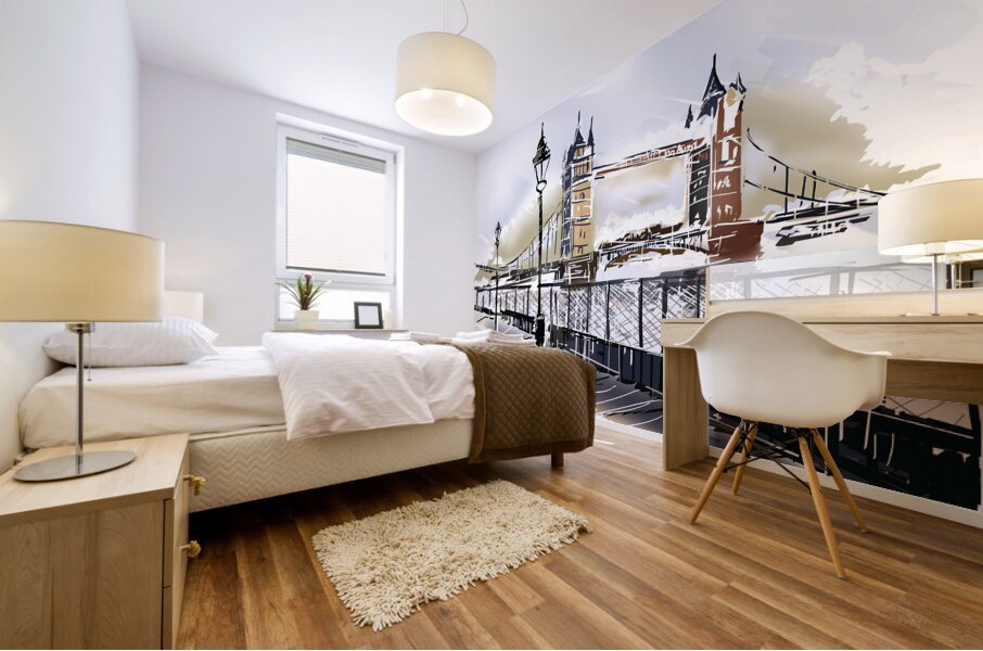 Fine art drawing The Tower Bridge in London UK Mural print