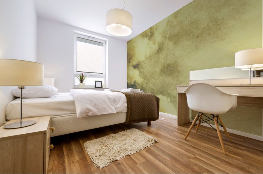 Yellow toned textured grungy cloudscape Mural print