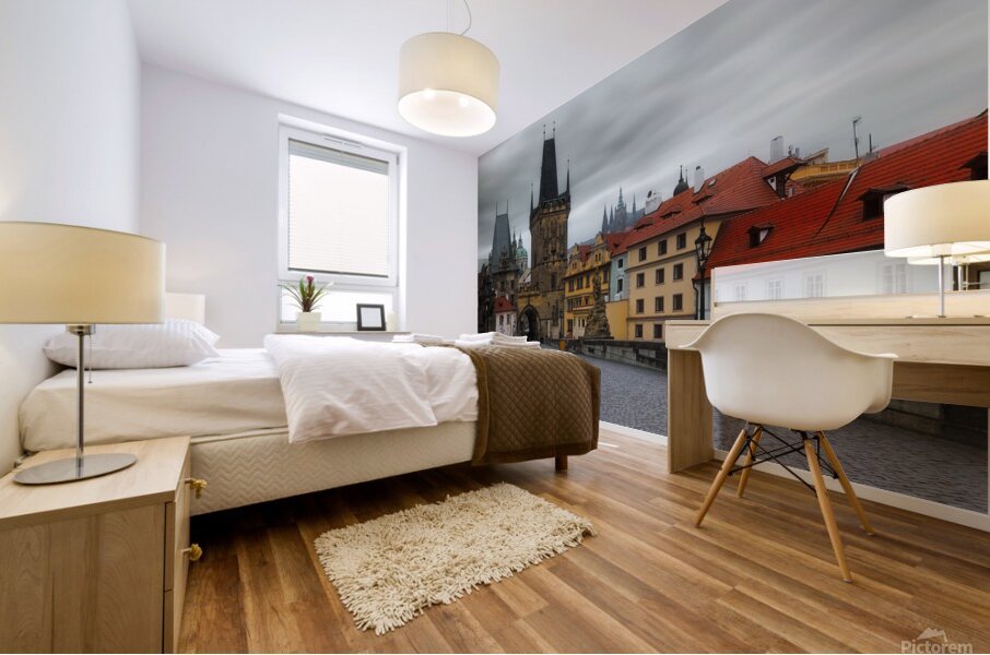 Dreamy Charles Bridge and Prague Castle Mural print