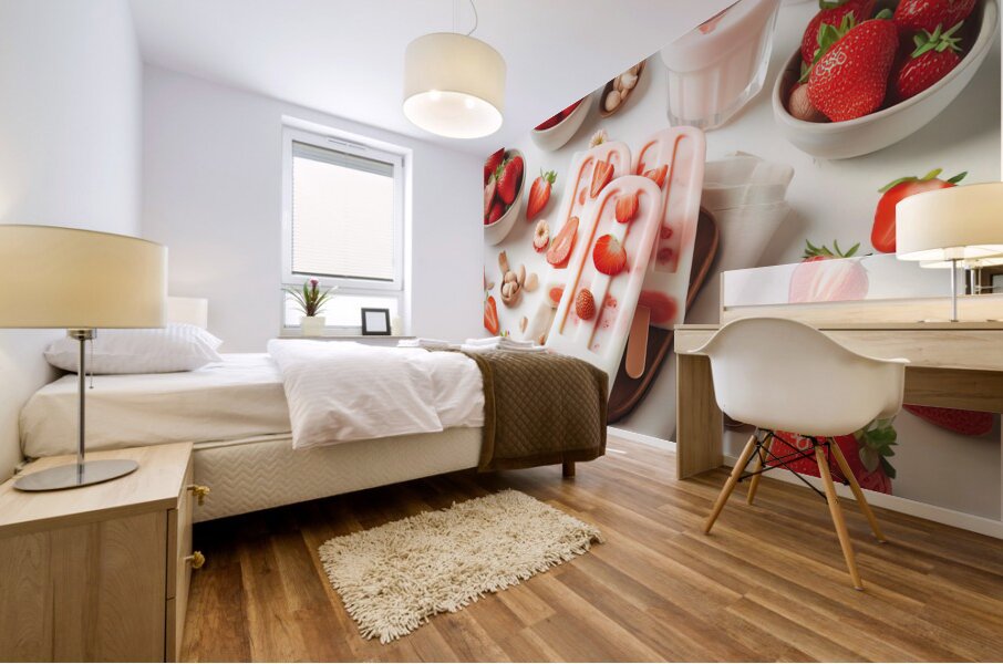 Strawberry pineapple ice cream 13 Mural print