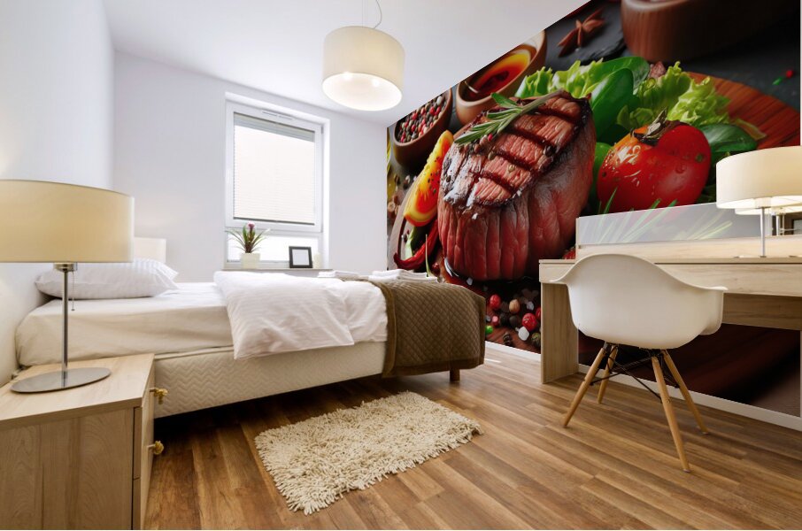 Beef fillet with vegetable garnish 4 Mural print