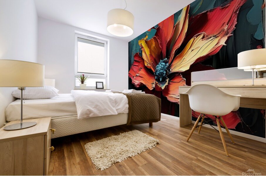 Bold Red Flower Painting Mural print