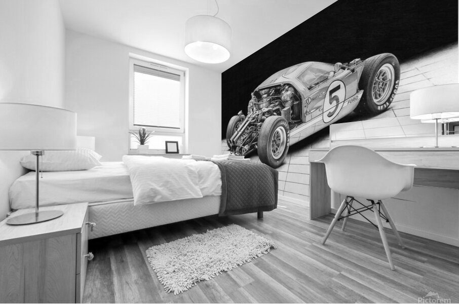 Automotive Print: 1966 Le Mans Ford GT40 Photo Like Drawing Mural print