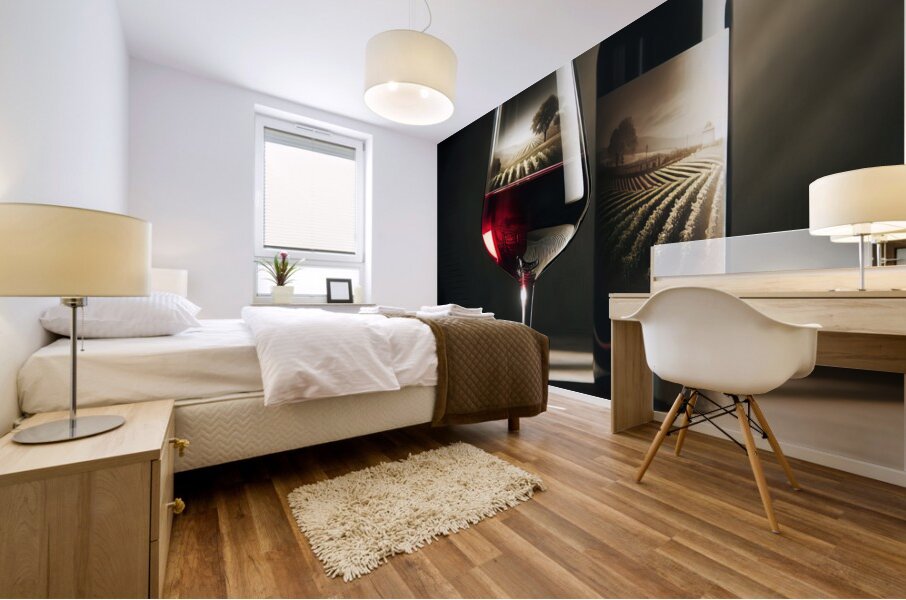 bottle of wine and a full glass 14 Mural print