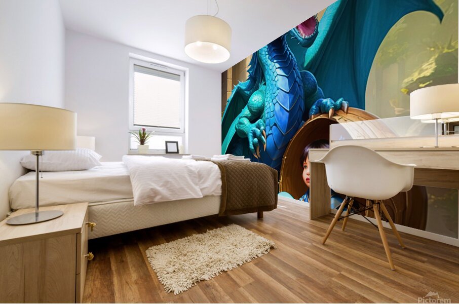 Twin Dragons Mural print