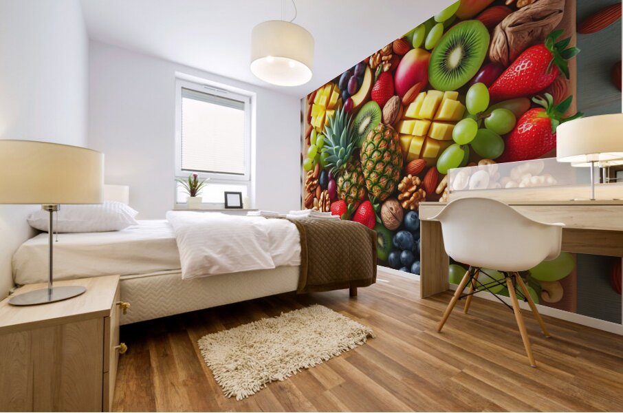 Fresh healthy fruits balanced diet kiwi pineapple 1715272362.9766 Mural print