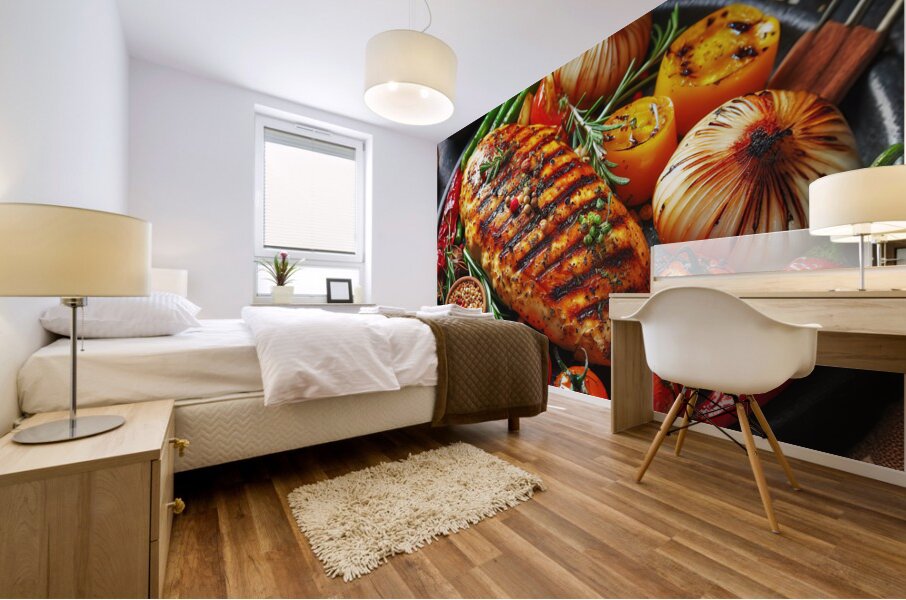 chicken fillet with vegetables vegetable garnish Mural print