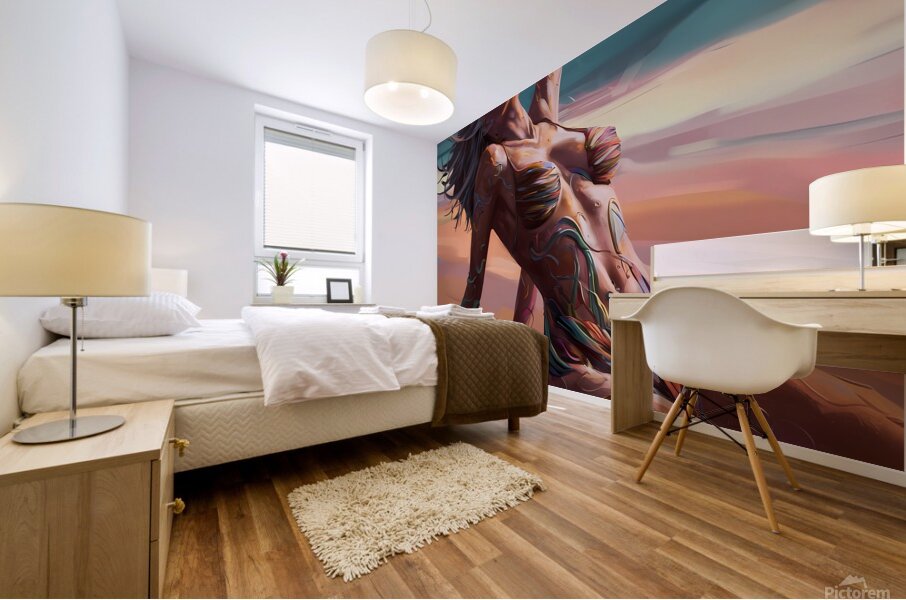 a striking abstract image of a sultry woman lying Mural print
