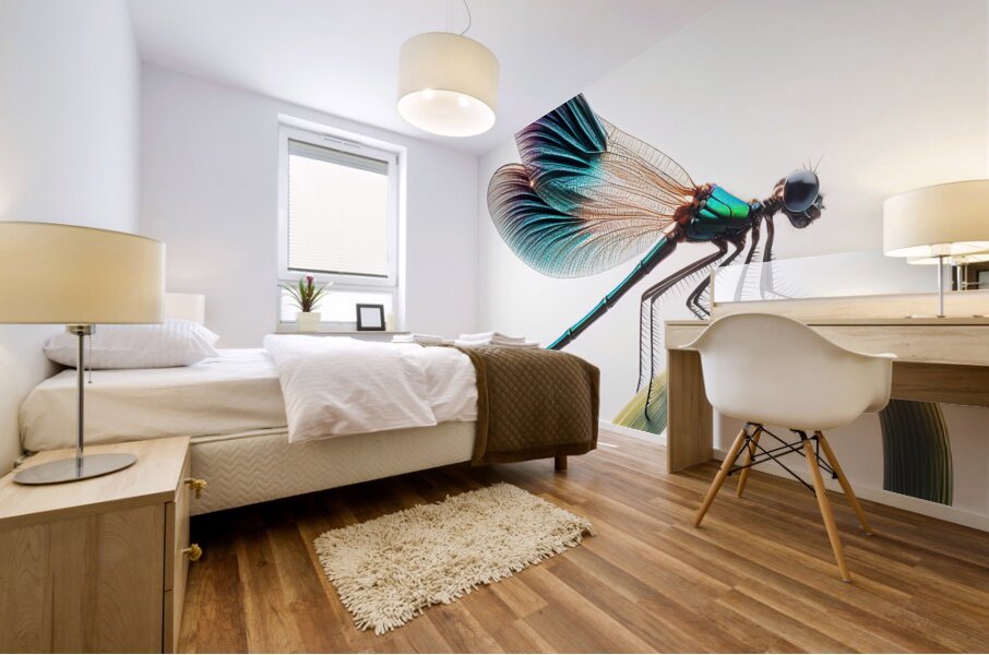 Dragonfly isolated on white 8 Mural print