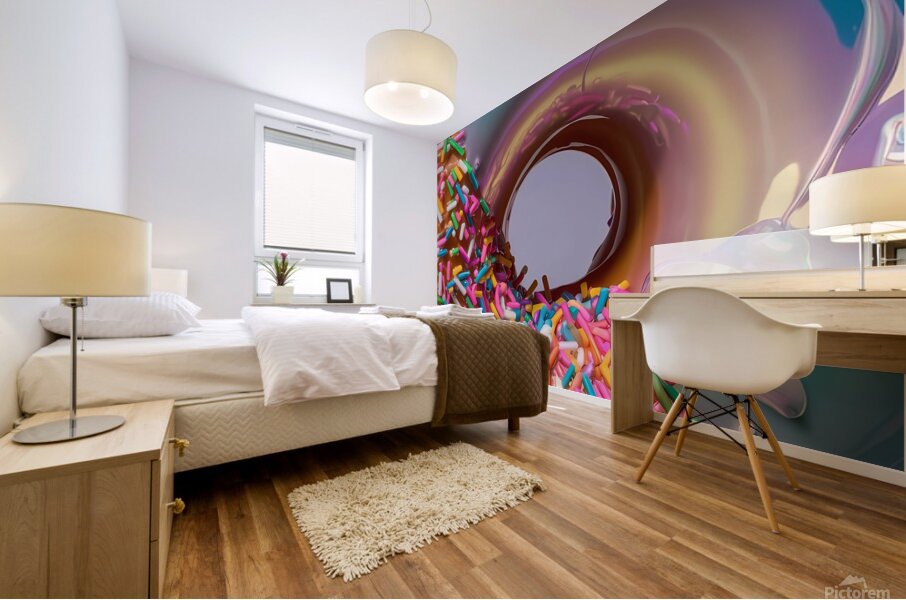a mouth watering 3d render of a scrumptious donut Mural print