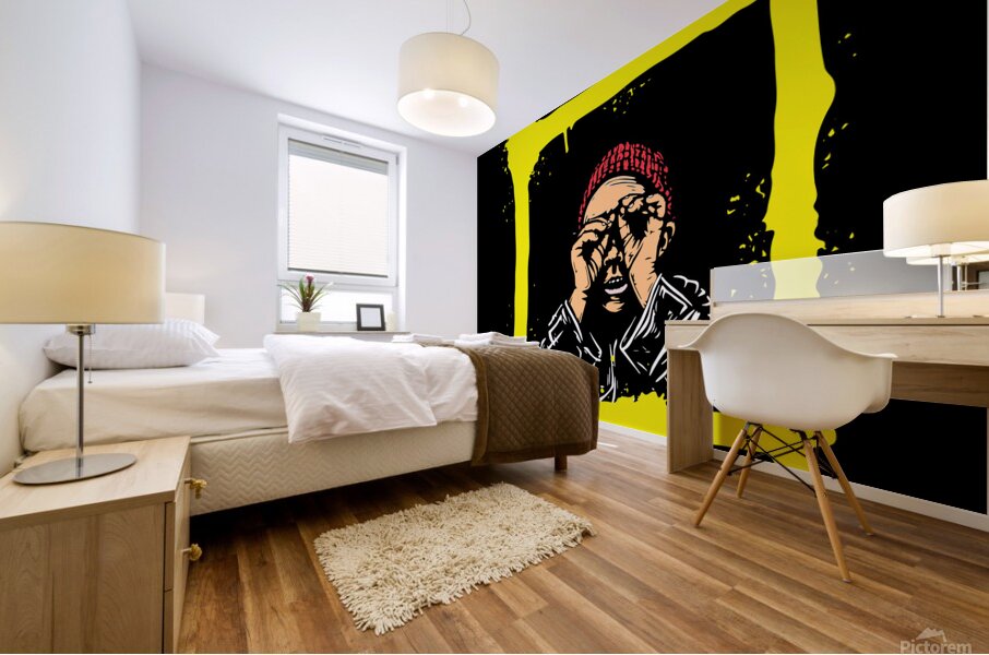 Yellow Brown Red Colorful Graffiti Illustration T Mural print