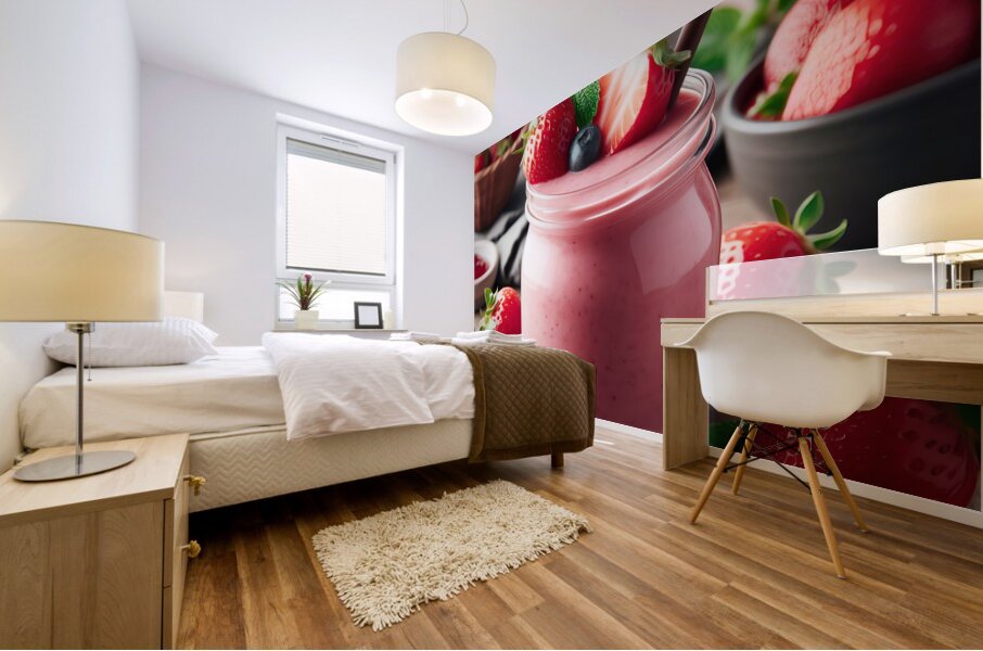 Strawberry milkshake 31 Mural print