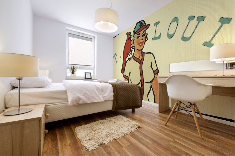 Vintage St. Louis Cardinal Pinup Art Mural print