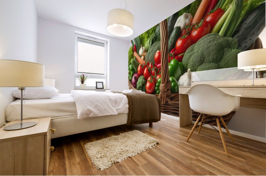 Basket with various fresh vegetables 2 Mural print