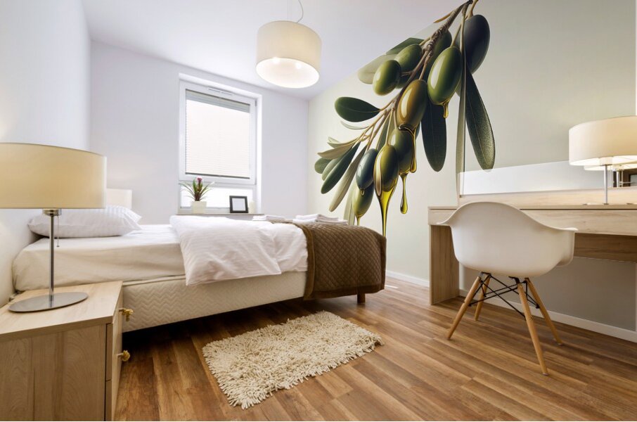 Olive oil on branch food 7 Mural print